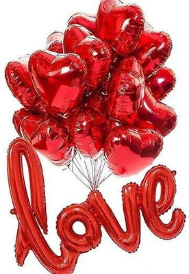 Events Framer EvFr Love Foil & Red Heart Balloon, Valentine Items for Room / Anniversary(Set of 11)