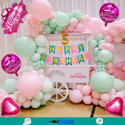 Crazykart Princess Crown Theme Fifth 5th Birthday Decoration Item For Girl Party Combo Kit(Set of 110)