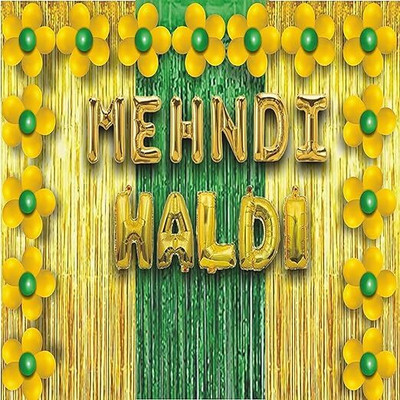 PARTY MIDLINKERZ Haldi Mehndi Decoration Item combo For, Husband, Wife(Set of 108)
