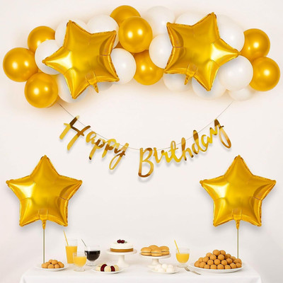 SOI Happy Birthday Banner Star Foil Balloons, Perfect Decoration Kit for Boys, Girls(Set of 25)