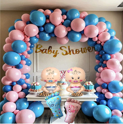 ARV Baby Shower Decoration Items-Pastel Pink, White and Blue Balloons(Set of 47)