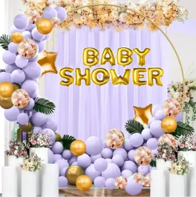 SOI Baby Shower Decoration Items Kit for Home Purple Pastel Balloons(Set of 35)