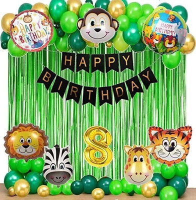 Tejal Trader Forest/Jungle Safari Theme 8th Birthday Decoration Items or Kit - 42pcs(Set of 42)