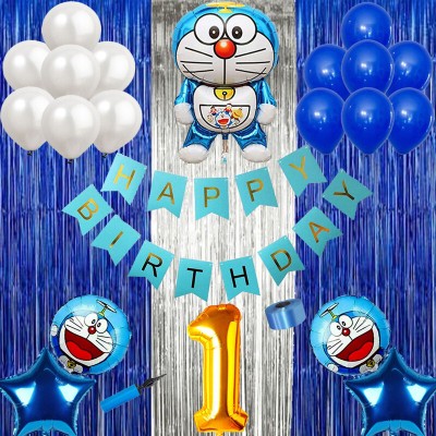 Bubble Bells 1st first happy birthday doraemon party wall decorations kit for boys girls kids(Set of 80)