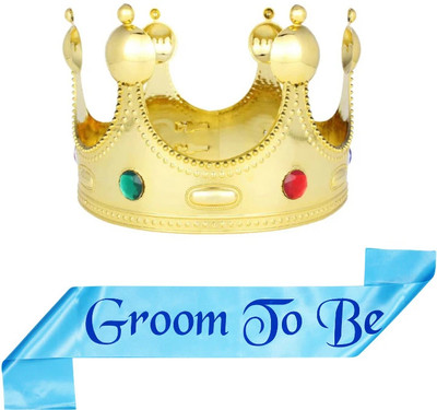 Unique Creations Groom to Be Blue Sash & King Crown - 2 Pc Combo Set(Set of 2)