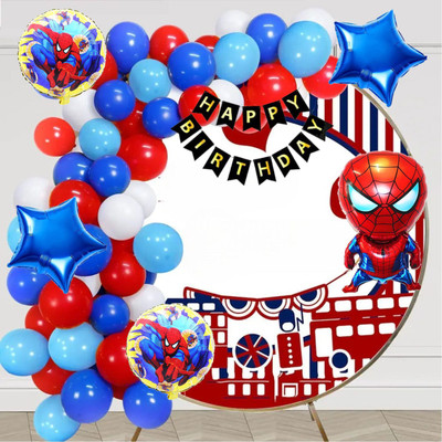 Aoes Spider-Man Birthday Decoration Kit Superhero Theme Party Balloons & Banner Combo(Set of 58)