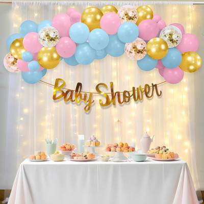 Party Propz Baby Shower Decoration Items - White Net For Decoration With LED, Pack of 48(Set of 54)
