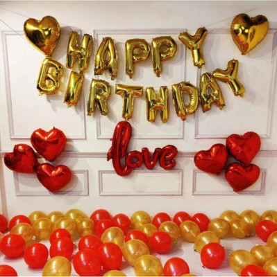 Prihit Happy Red Birthday Decoration items kit Set for Kids & Adults (Set of 73)(Set of 73)