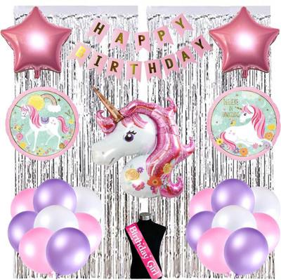 Kapoor stores Unicorn Theme Birthday Decorations Items Combo Set- 57 Pcs for Baby Kids Girls(Set of 57)
