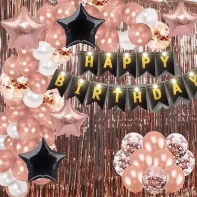 Kaliram & Sons Birthday Balloons Decoration Kit Birthday Latex Metallic Balloons Pack of 68