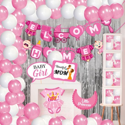 ZYOZI Baby Girl Welcome Home Decoration Kit for Baby Shower/Welcome Party(Pack of 43)(Set of 43)