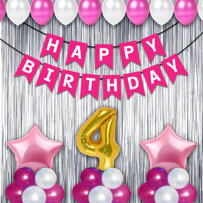 Choice Corner Happy 4th Birthday Decoration Combo Benner For Kids Birthday Party Decoration(Set of 37)
