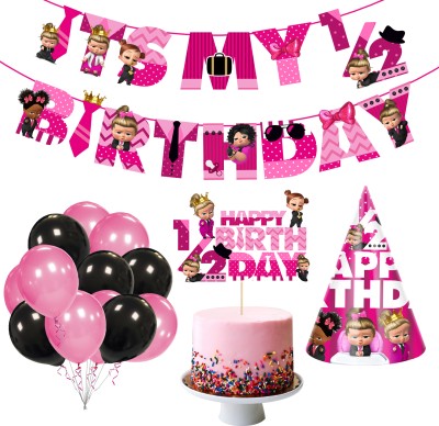 ZYOZI Baby Girl's Boss Half Birthday Theme Party Supplies for Girls Baby Half Birthday