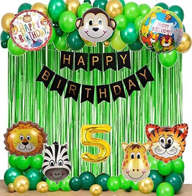Raaz Baaz NEW-Forest/Jungle Safari Theme 5th Birthday Decoration Items or Kit - 42pcs(Set of 42)