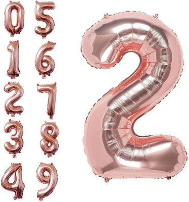 Probang 2 Number Foil Balloon - 16 Inch Anniversary Decoration Items / Rose gold(Set of 44)