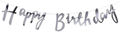DECOR SPARKS Happy Birthday Silver Bunting Banner(Set of 1)