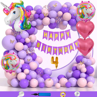 Choice Corner Happy Birthday Decoration 4 Year Combo For Kids Unicorn Theme Party(Set of 91)