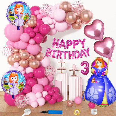 Choice Corner Happy 3rd Birthday Decoration Combo Sofia Theme For Kids Girls Party Decoration(Set of 91)