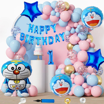Choice Corner Happy 1st Birthday Decoration Combo Doraemon Theme For Kids Boy Party Decoration(Set of 81)