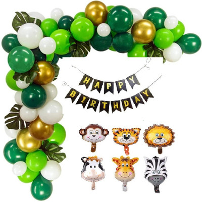 Anayatech new Jungle theme happy birthday combo(pack of 50)(Set of 50)