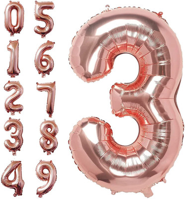 Probang 3 Number Foil Balloon - 16 Inch, Anniversary Decoration Items / Rose gold(Set of 44)