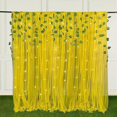 PARTY MIDLINKERZ Yellow Wall Backdrop Combo with Artificial Leaf and Led Light for Decorations(Set of 6)