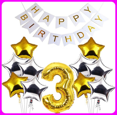 Acril Birthay Decorations Combo set(Set of 12)
