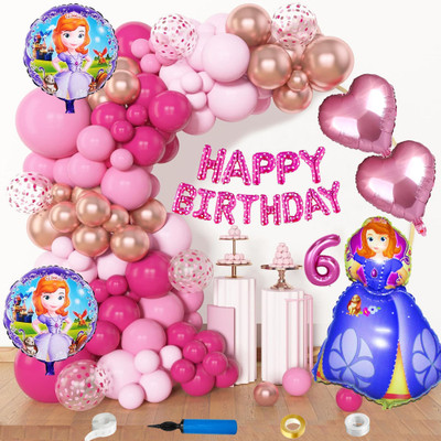 Choice Corner Happy 6th Birthday Decoration Combo Sofia Theme For Kids Girls Party Decoration(Set of 91)