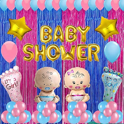 SKYWINS Solid Baby Shower Combo decoration kit,Baby Shower Balloon Balloon(Multicolor, Pack of 60)