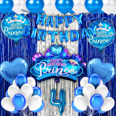 Crazykart 4th Fourth Four Happy Birthday Combo Kit For Party Decoration Item Prince Crown(Set of 40)