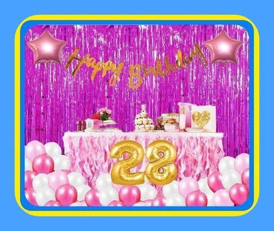 Magic Window Z_xNewArived_Pink Theme GB 100 pc Birthday Combo Kit Gold No.28 Balloon