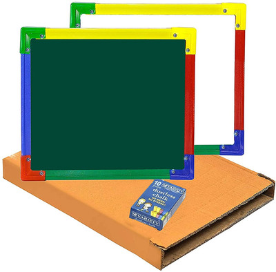 STORITE 2 in 1 Double Sided Slate Whiteboard & Green Board with Chalk Green, White board(30 cm x 1.5 cm)