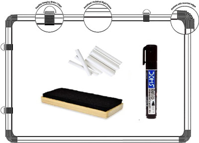 Viprax Non Magnetic Wooden Melamine Slate 1.5x1 Feet Combo Double-Sided Writing Whiteboard 786 Whiteboards and Duster Combos(White)