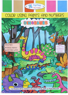 PepPlay DINOSAUR COLORING BOOK - 16 PAGES WITH PAINTS ON EACH PAGE AND A BRUSH Sketch Pad(16 Sheets)