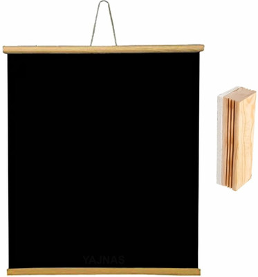 DeskFlex 1.5x2 Feet, Roll Up Wooden Black Board/ Chalk Board With Duster For Home Black board(18 inch x 23 inch)