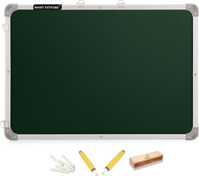 Mahit Systems (Non-Magnetic)(2x3)FT Chalkboard for Kids, Home and School, Lightweight Aluminium Frame Green, White board(60 cm x 90 cm)