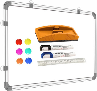 ShelfKing 3x4 Ft's Drywipe Whiteboard With 6 Magnets, 2 Markers, 1 Duster & 30cm Scale White board(89 cm x 122 cm)