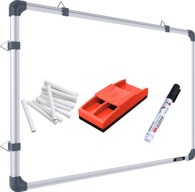 MiniWrite 2x3 feet Non Magnetic Double Sided with Duster, Marker &10 Dust-Free Chalk Green, White board(60 cm x 90 cm)