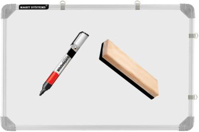 Mahit Systems 1.5x2 Ft. Double Sided White Board and Chalk Board with Duster or Marker; White, Black board(41 cm x 59 cm)