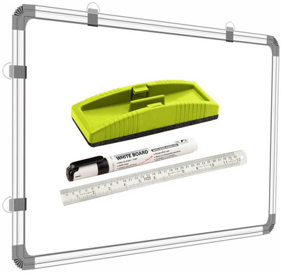 ShelfKing 1.5x3 Ft, Double-Sided Writing Whiteboard+ 1 Marker, 1 Duster+ 30cm Ruler White, Green board(45 cm x 90 cm) ShelfKing 1.5x3 Ft, Double-Sided Writing Whiteboard+ 1 Marker, 1 Duster+ 30cm Ruler White, Green board(45 cm x 90 cm)