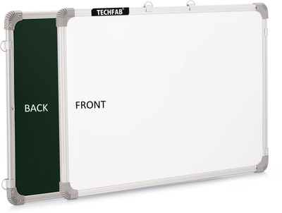 Techfab Regular Melamine Regular Whiteboard 1.5X2 ft. One Side White Marker and Back Side Chalk Board Surface Whiteboards(White, Steel)