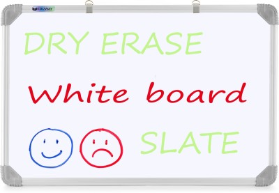 Mahit Systems Non Magnetic 2 in 1 Learn N Write 1x1 Feet Slate for Kids | Double Sided Front for Chalk & Reverse Dry Erase Marker Board with PVC Corners | Learning for kids (30x30 Cms) Whiteboards(White-Green)