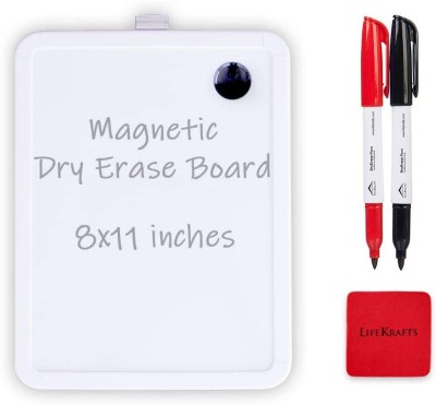 Lifekrafts Dry Erase Magnetic Chrome Pack of 1 with 2 Marker Pen, 1Eraser and 1Magnetic White board(8.5 inch x 11 inch)