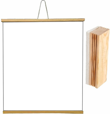 DeskFlex 1.5x2 Feet, Wooden Roll Up Whiteboard/Chalkboard With Duster For Teaching White board(18 inch x 23 inch)