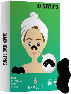 UNVELIS Black Head Remover,Deep Cleansing Charcoal Strips(10 g)