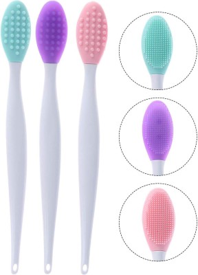 Mobfest Double-sided Blackhead Remover Silicon Nose Cleaning Exfoliating Lip Scrub Brush(Pack of 3)