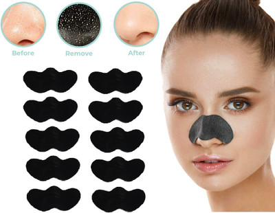 tanvi27 Bamboo charcoal 10 Nose Strips and 10 Wet Wipes Blackhead & Whitehead remover Strips(10 g)