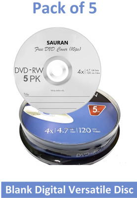 Sauran CD Rewritable Pack of 5 Blank Digital Versatile Disc DVD 4.7 GB