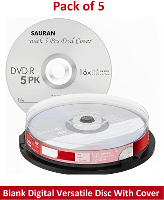 Sauran DVD Recordable Pack of 5 Blank Digital Versatile Disc With Cover DVD 4.7 GB
