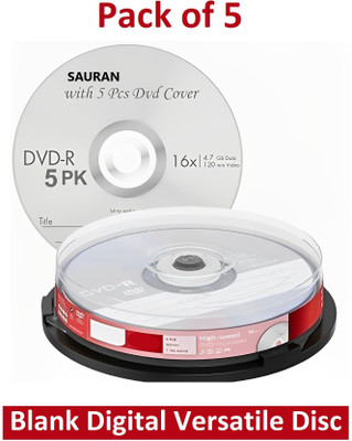 Sauran DVD Recordable Pack of 5 Blank Digital Versatile Disc DVD 4.7 GB